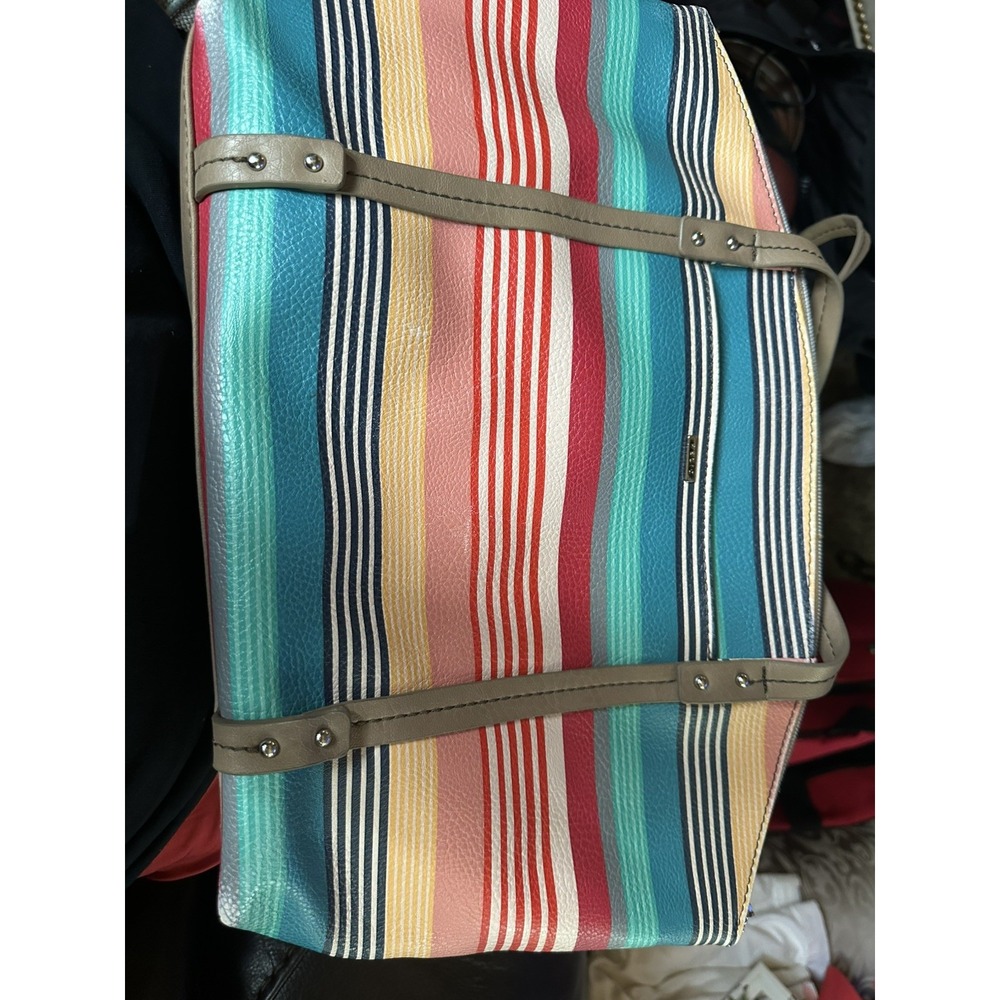 Relic Striped Purse Double Strap Shoulder Handbag Orange Blue Brown